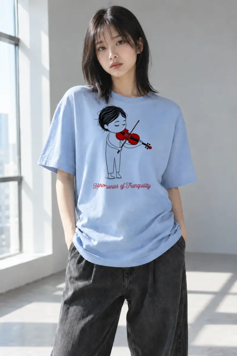 “Harmonies of Tranquility” Heavyweight Unisex Crewneck T-shirt | Gildan 5000