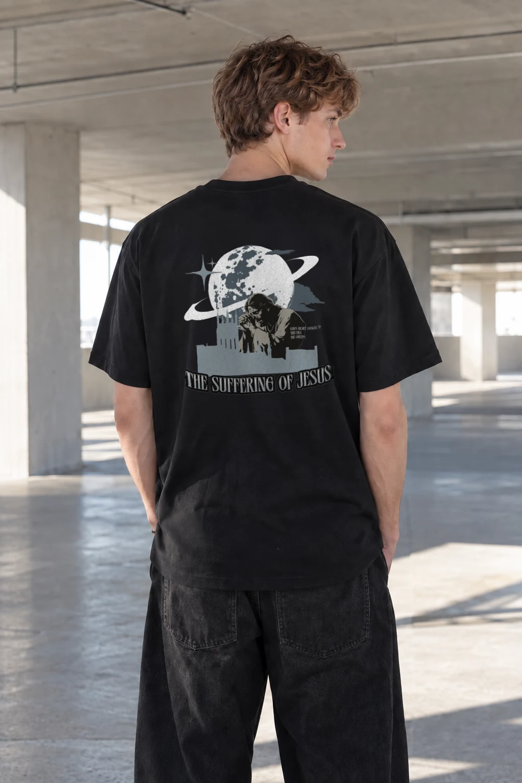 "Haunted Jesus Prayer" Heavyweight Unisex Crewneck T-shirt | Gildan 5000