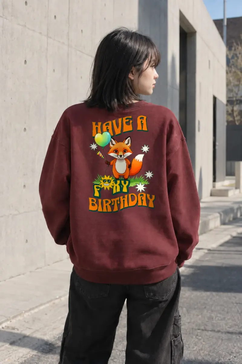 "Have A Foxy Birthday" Heavy Blend Unisex Crewneck Sweatshirt | Gildan 18000