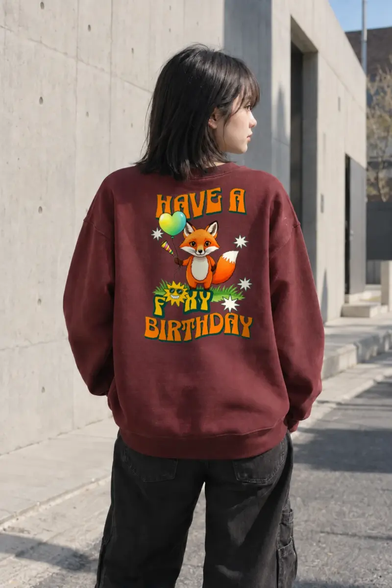 "Have A Foxy Birthday" Heavy Blend Unisex Crewneck Sweatshirt | Gildan 18000
