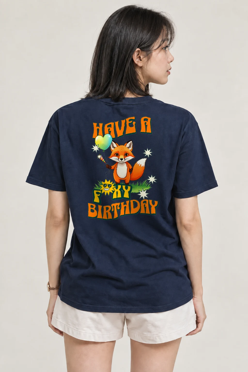 "Have A Foxy Birthday" Heavyweight Unisex Crewneck T-shirt | Gildan 5000