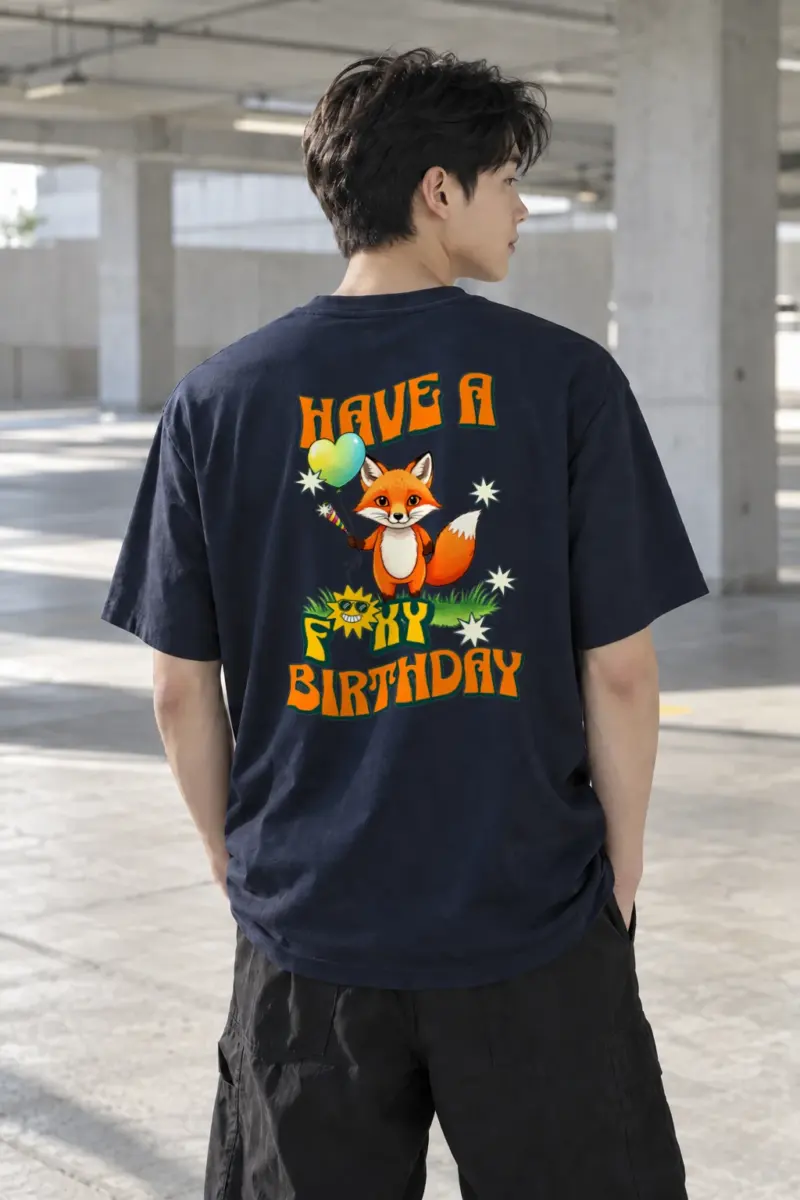 "Have A Foxy Birthday" Heavyweight Unisex Crewneck T-shirt | Gildan 5000