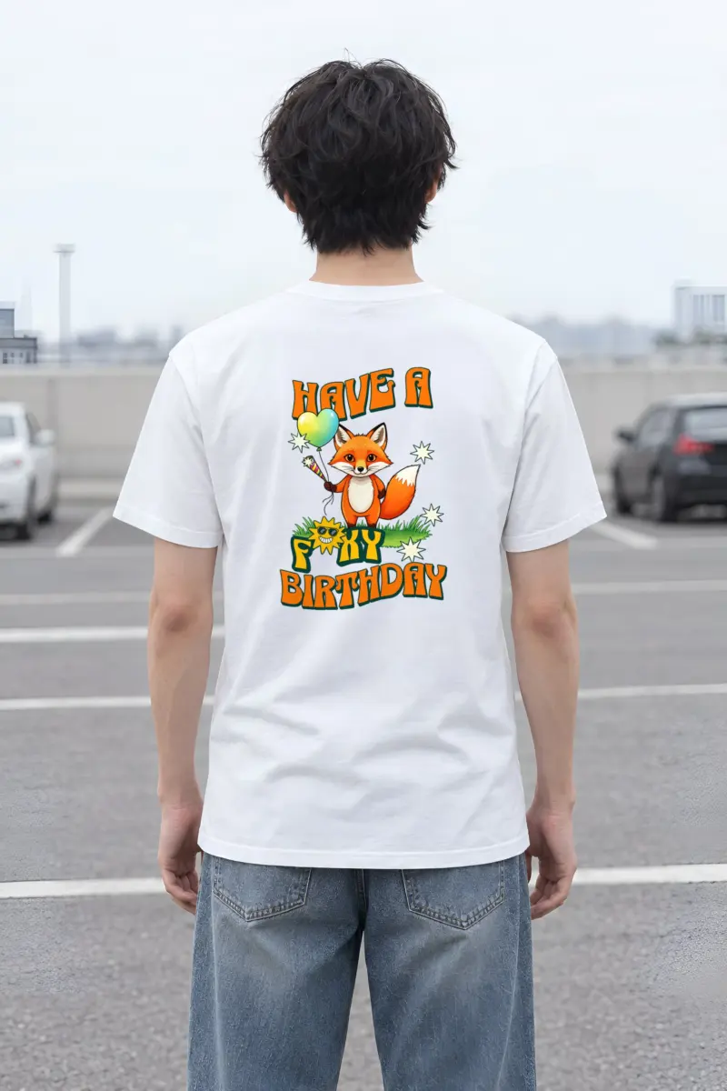 "Have A Foxy Birthday" Heavyweight Unisex Crewneck T-shirt