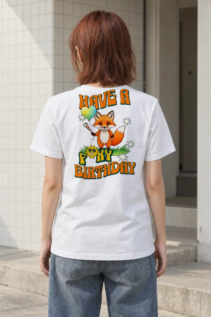 "Have A Foxy Birthday" Heavyweight Unisex Crewneck T-shirt