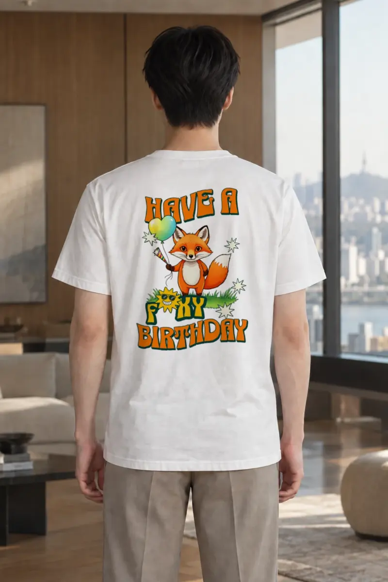 "Have A Foxy Birthday" Heavyweight Unisex Crewneck T-shirt