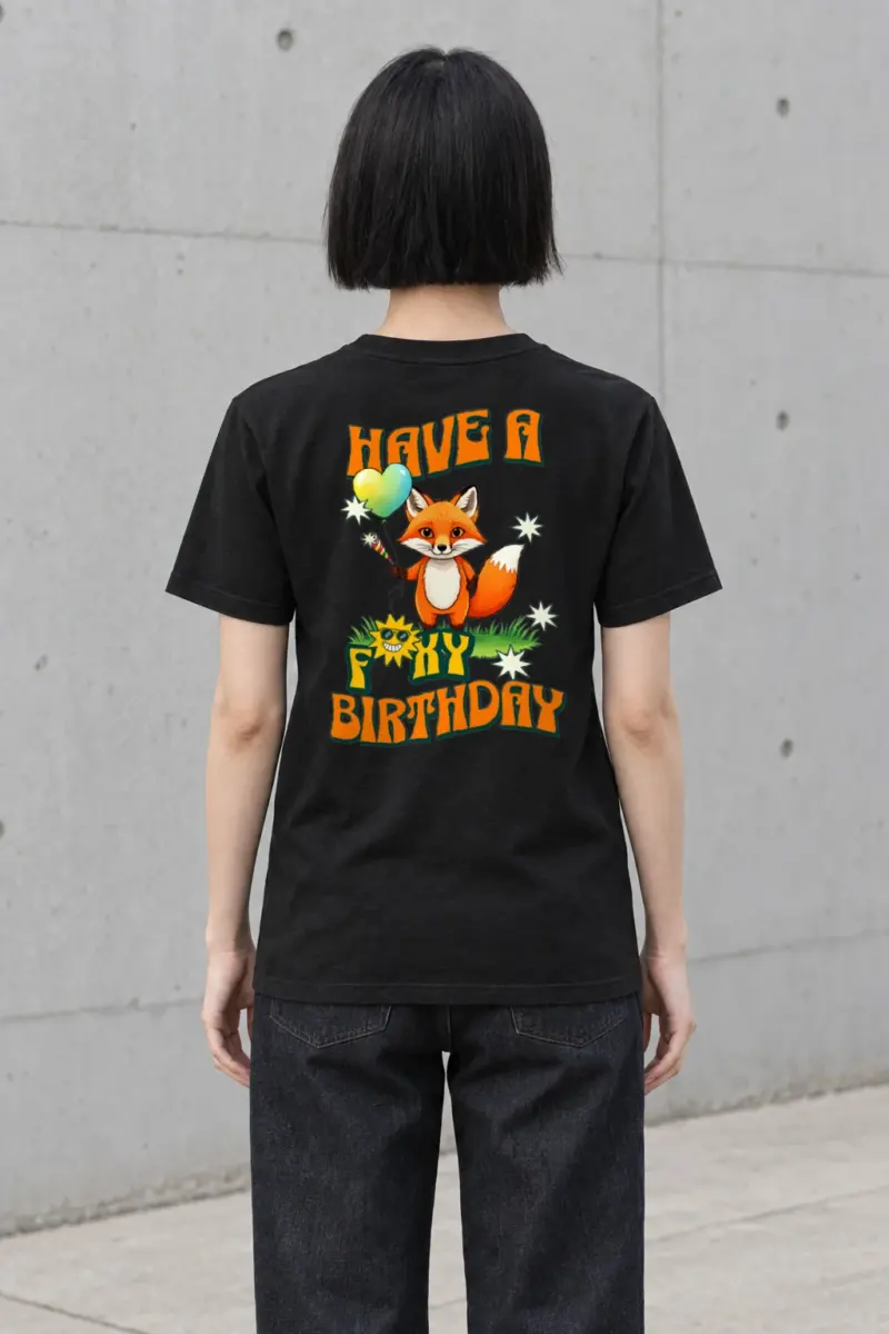 "Have A Foxy Birthday" Heavyweight Unisex Crewneck T-shirt | Gildan 5000
