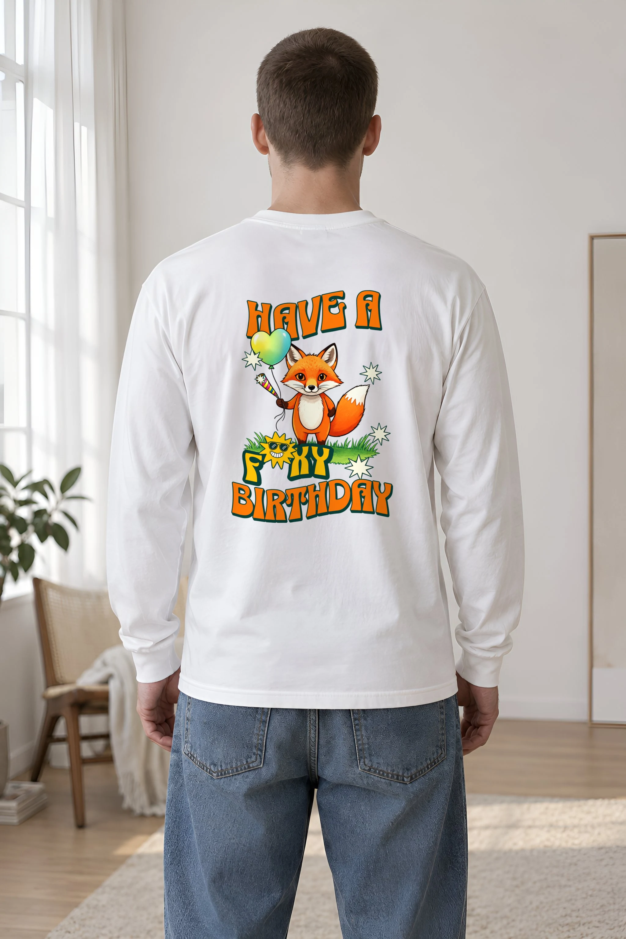 "Have A Foxy Birthday" Unisex Longsleeve T-shirt
