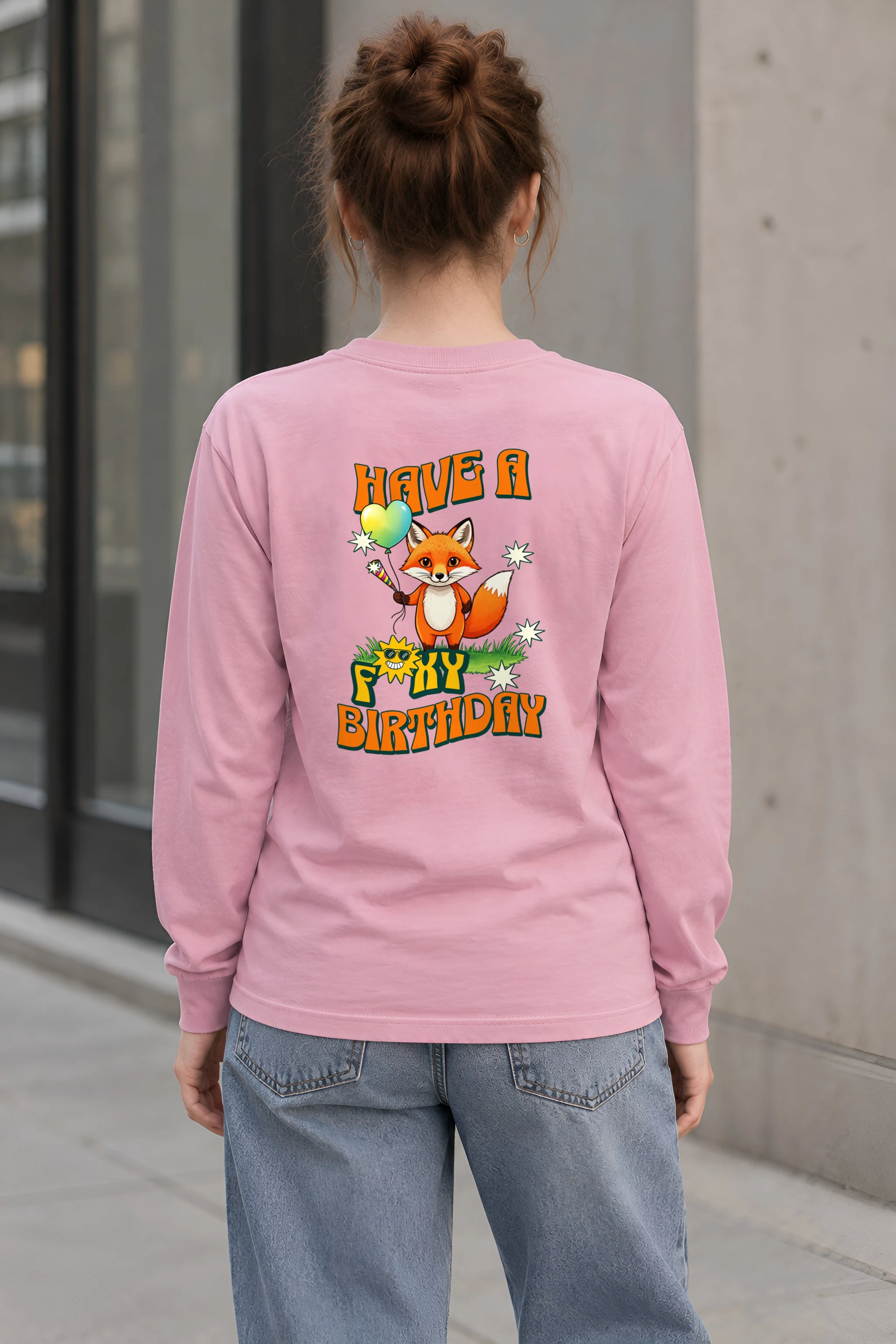 "Have A Foxy Birthday" Unisex Longsleeve T-shirt