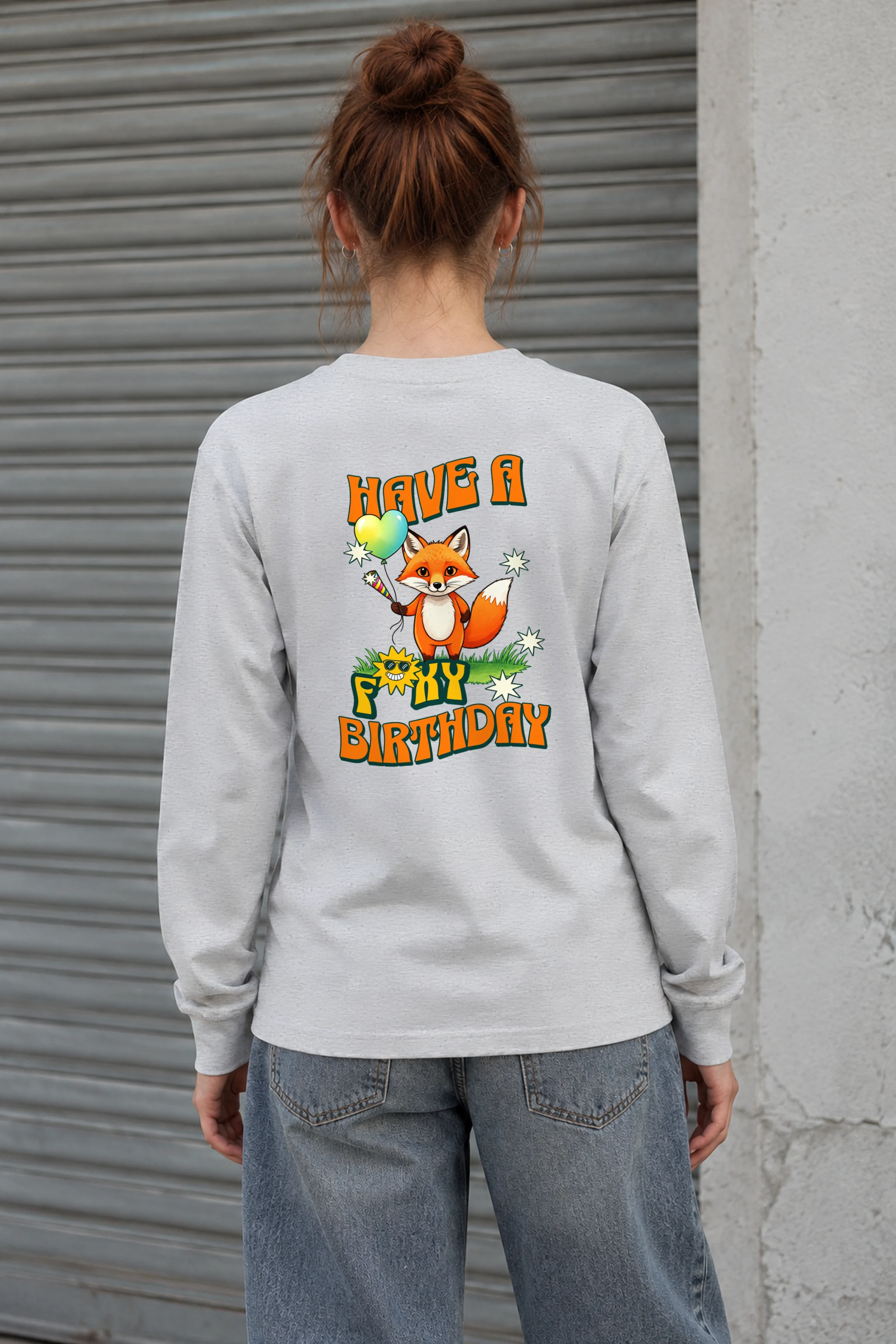 "Have A Foxy Birthday" Unisex Longsleeve T-shirt