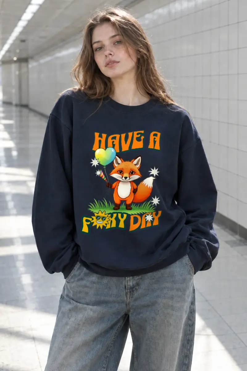 "Have A Foxy Day" Heavy Blend Unisex Crewneck Sweatshirt | Gildan 18000