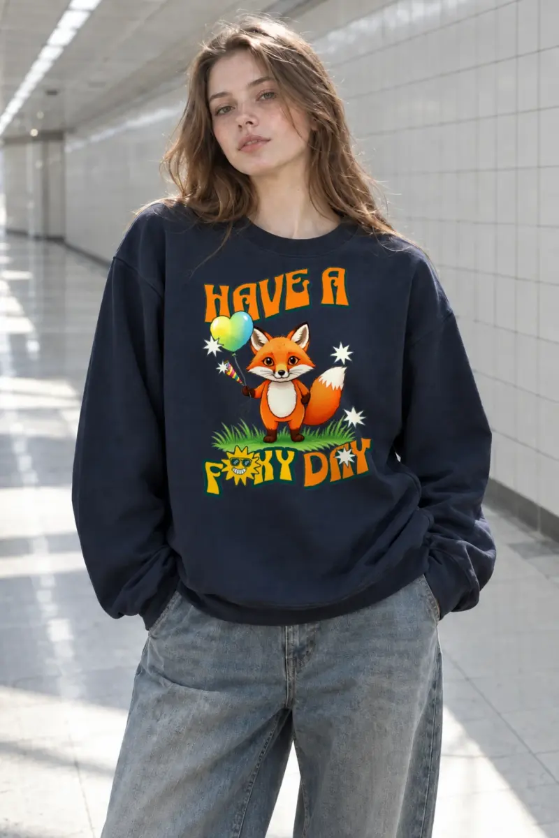 "Have A Foxy Day" Heavy Blend Unisex Crewneck Sweatshirt | Gildan 18000