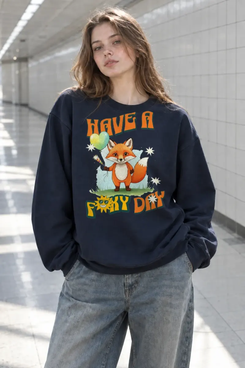 "Have A Foxy Day" Heavy Blend Unisex Crewneck Sweatshirt | Gildan 18000