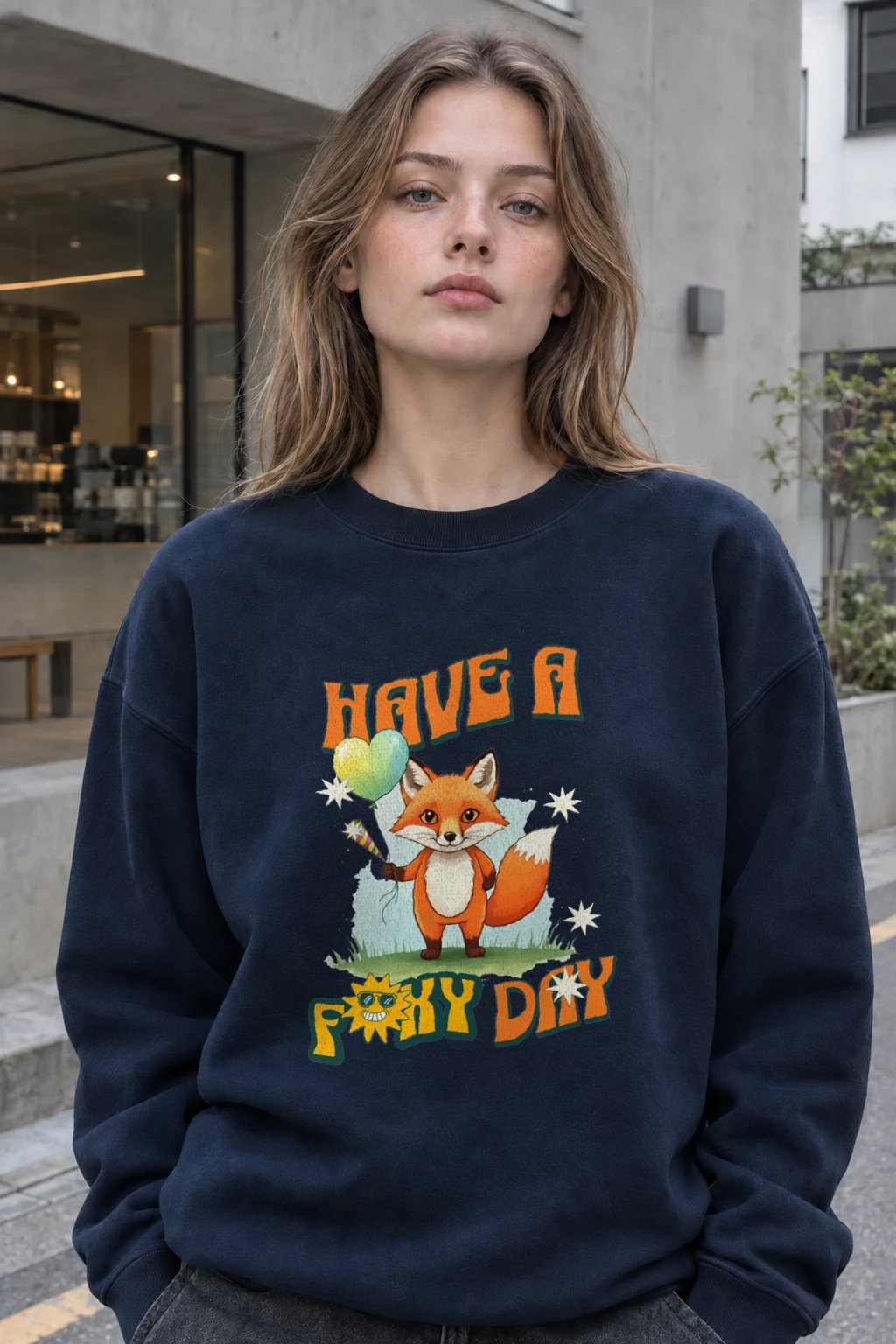 "Have A Foxy Day" Heavy Blend Unisex Crewneck Sweatshirt | Gildan 18000