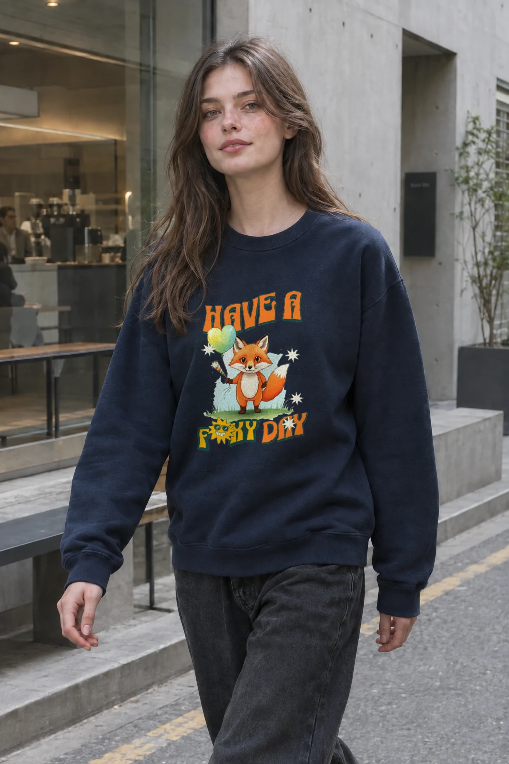 "Have A Foxy Day" Heavy Blend Unisex Crewneck Sweatshirt | Gildan 18000