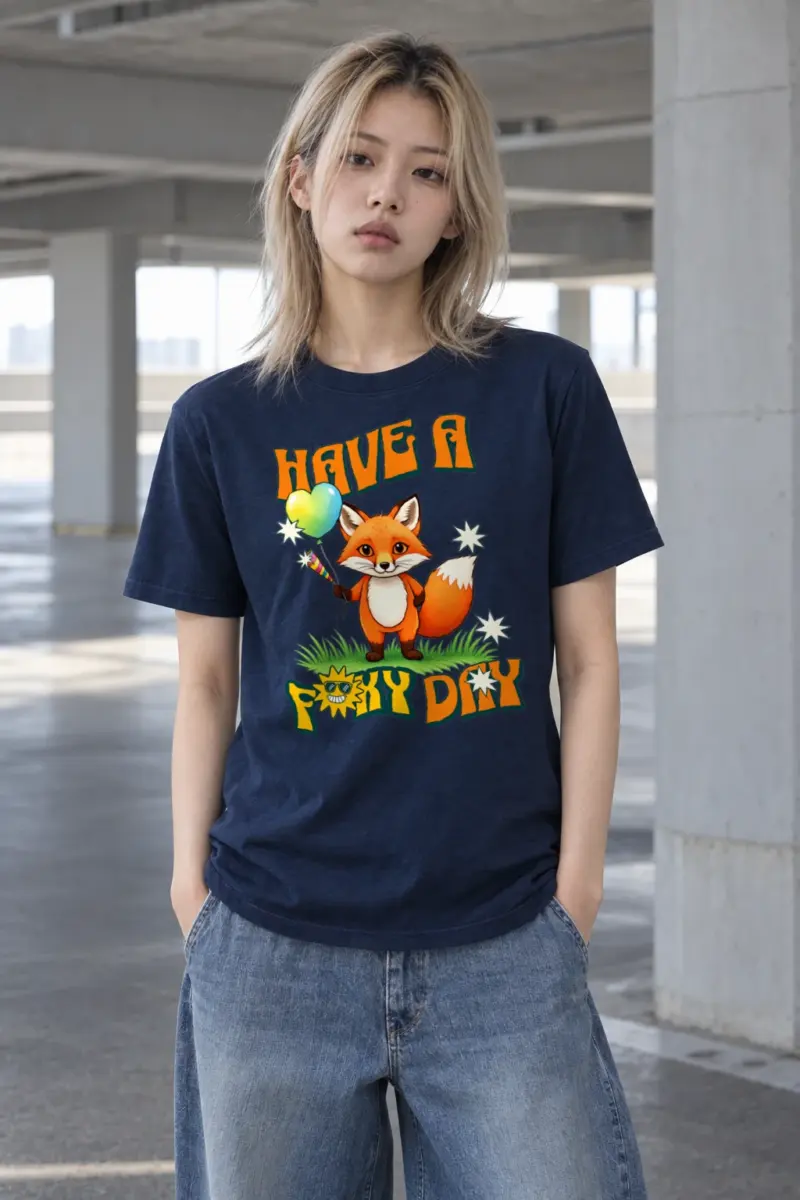 "Have A Foxy Day" Heavyweight Unisex Crewneck T-shirt | Gildan 5000