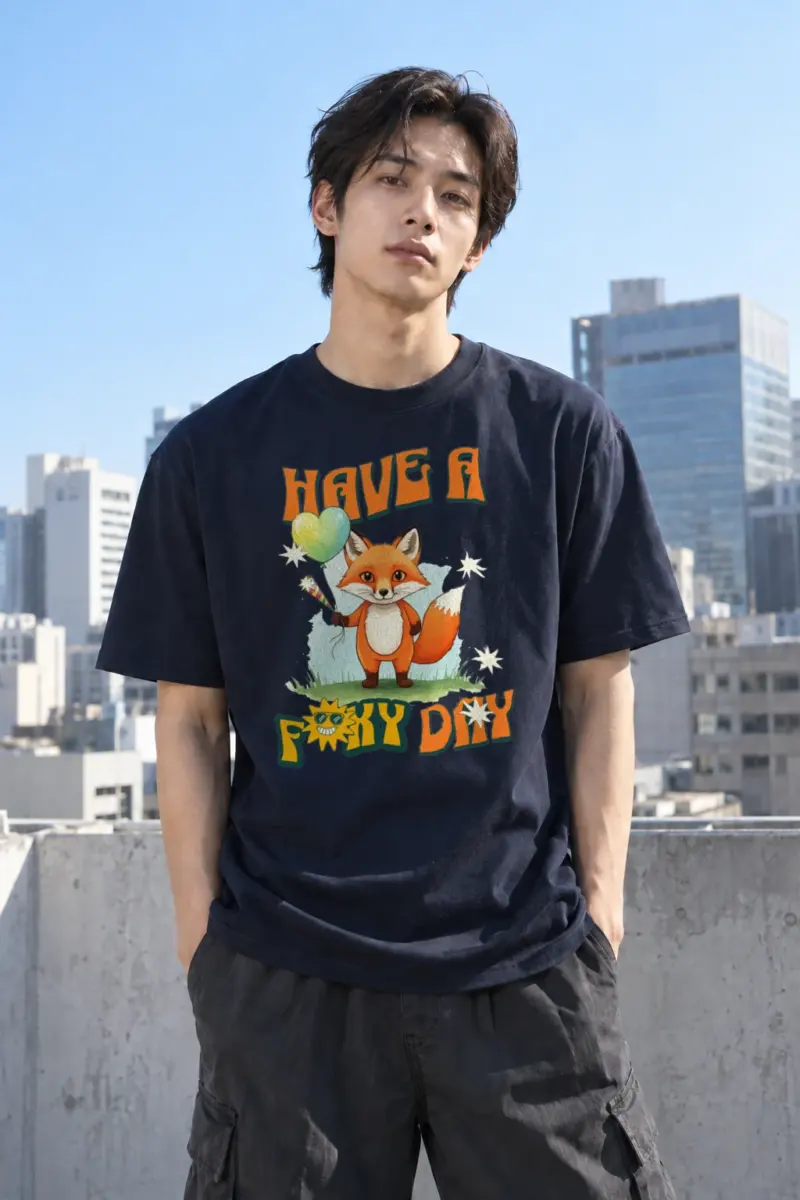“Have A Foxy Day” Heavyweight Unisex Crewneck T-shirt | Gildan 5000