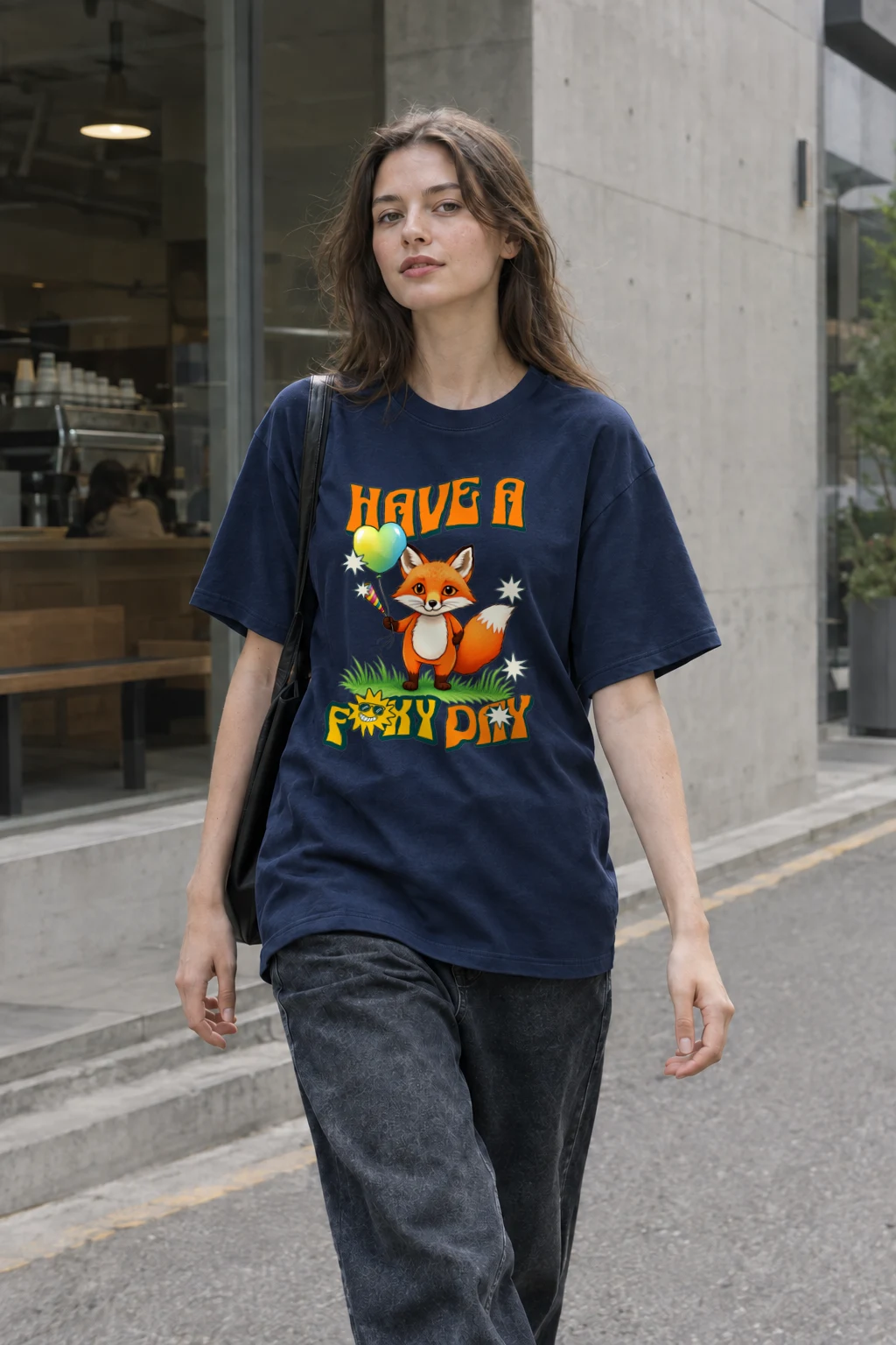 "Have A Foxy Day" Heavyweight Unisex Crewneck T-shirt | Gildan 5000