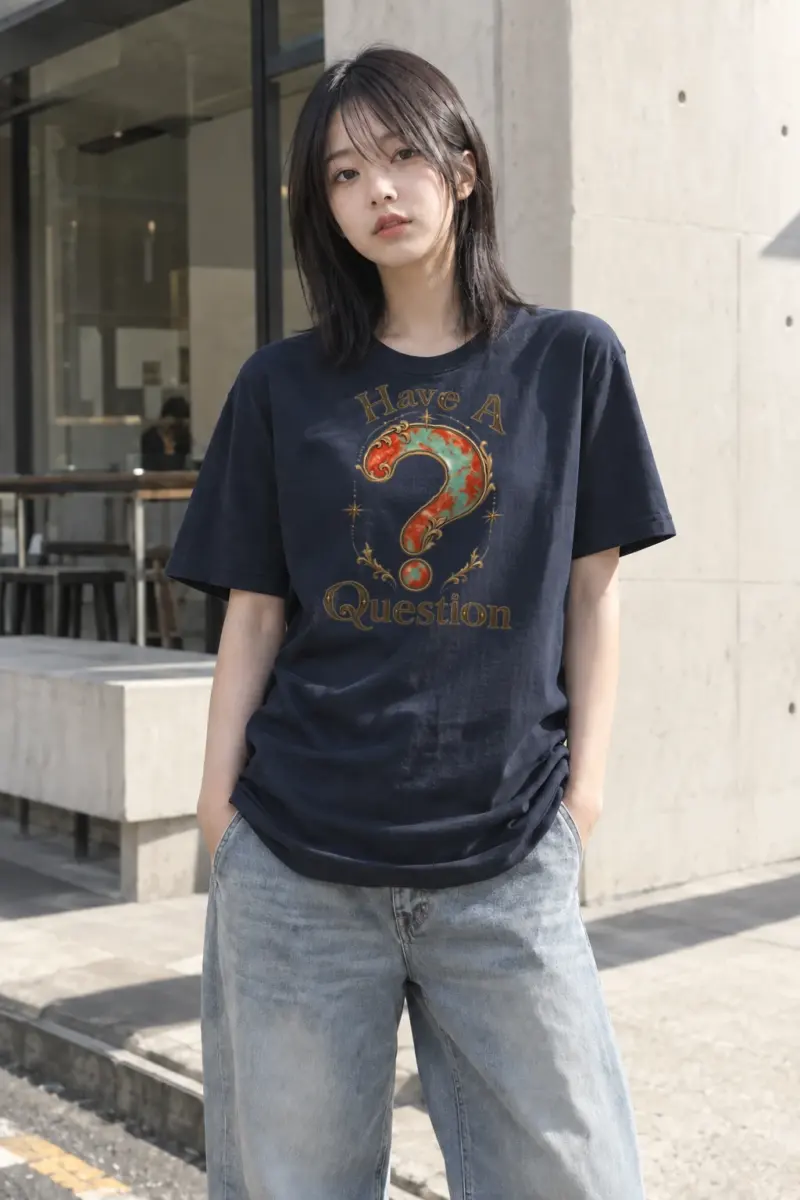 "Have A Question" Heavyweight Unisex Crewneck T-shirt | Gildan 5000