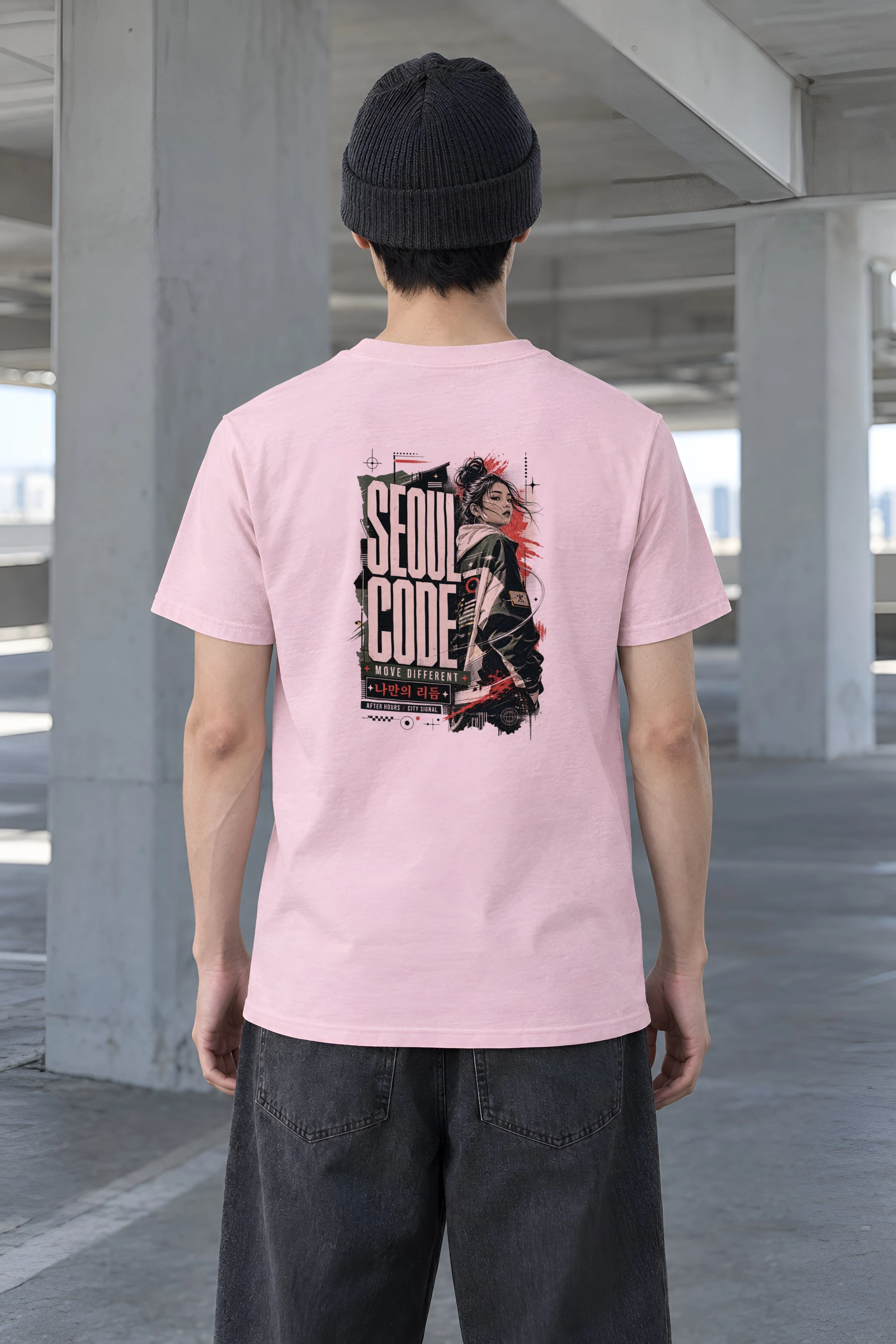 "Headphone Streetwear Woman" Heavyweight Unisex Crewneck T-shirt