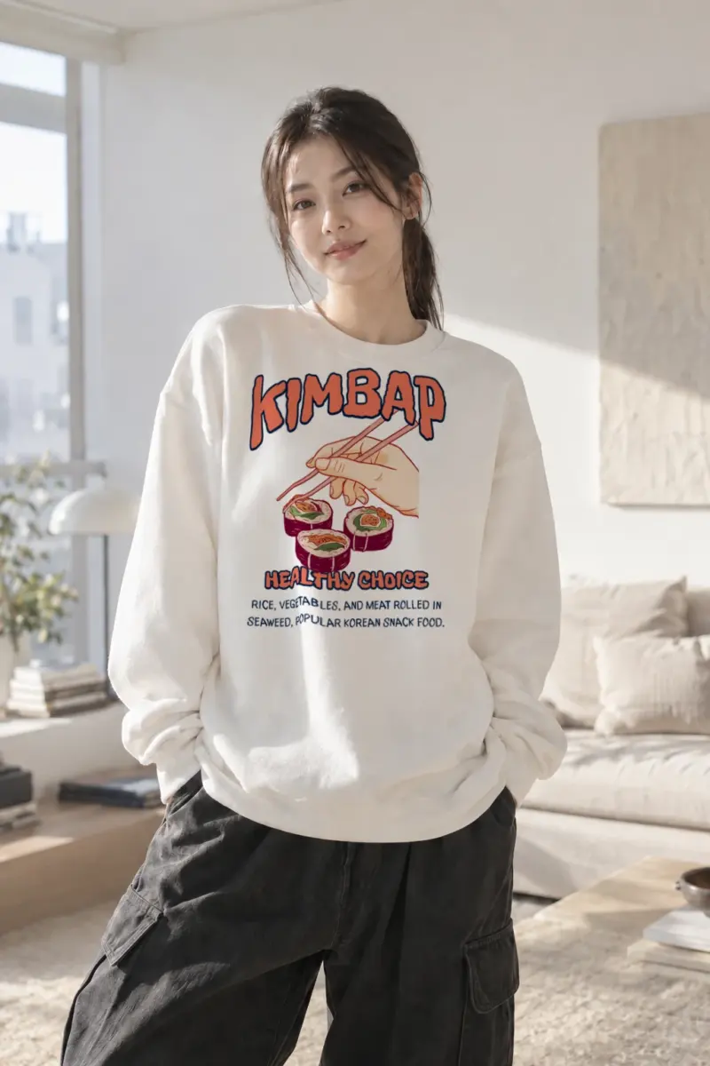 "Healthy Choice Kimbap" Heavy Blend Unisex Crewneck Sweatshirt | Gildan 18000