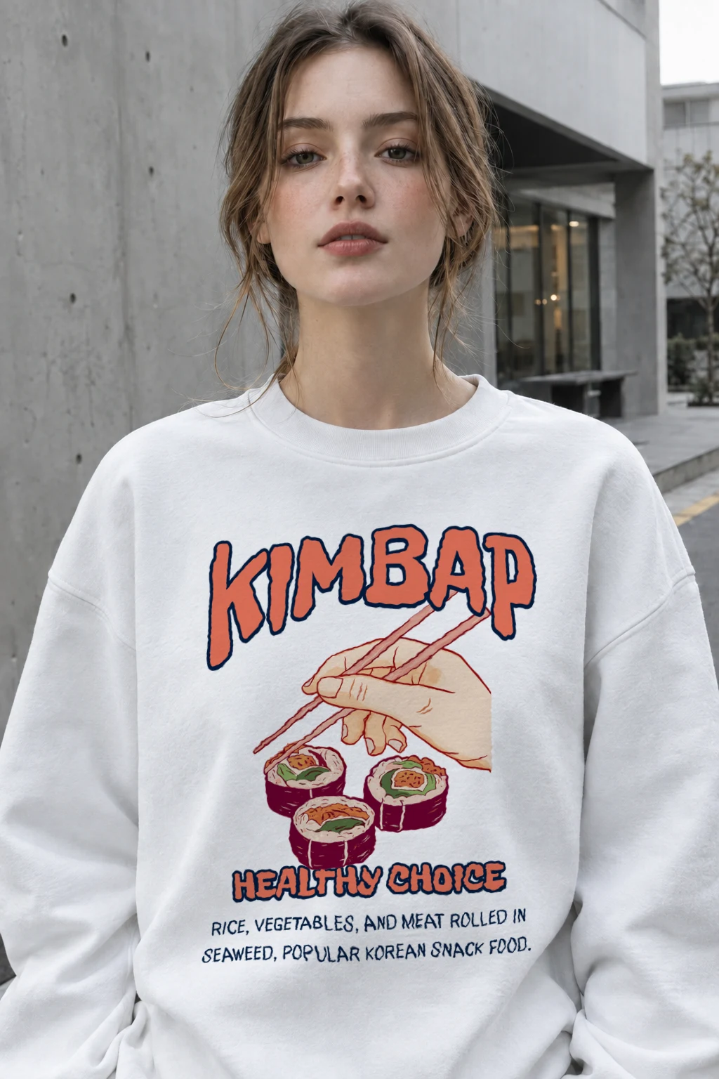 "Healthy Choice Kimbap" Heavy Blend Unisex Crewneck Sweatshirt | Gildan 18000