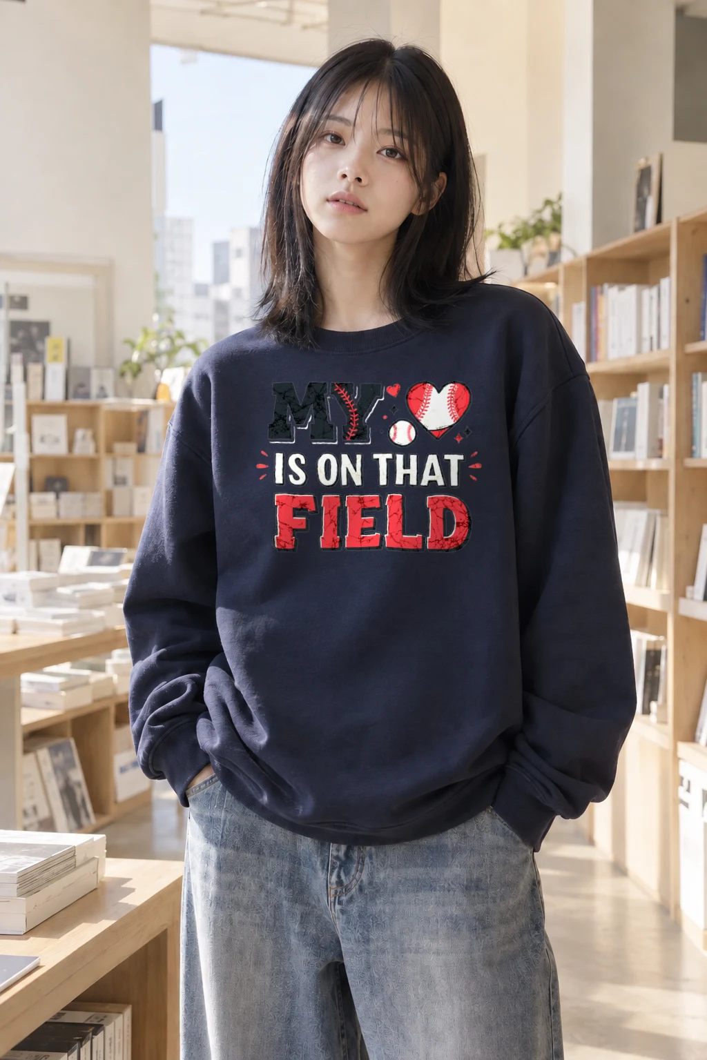 "Heart On The Field" Heavy Blend Unisex Crewneck Sweatshirt | Gildan 18000