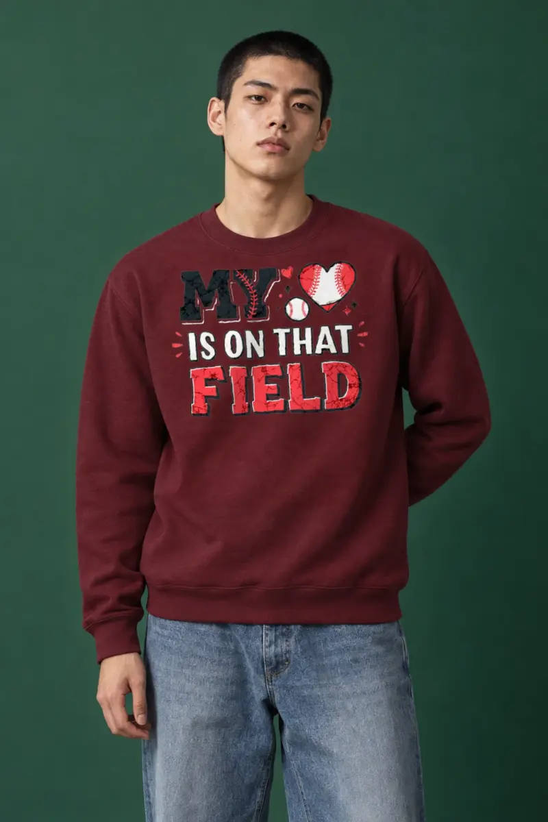 "Heart On The Field" Heavy Blend Unisex Crewneck Sweatshirt | Gildan 18000