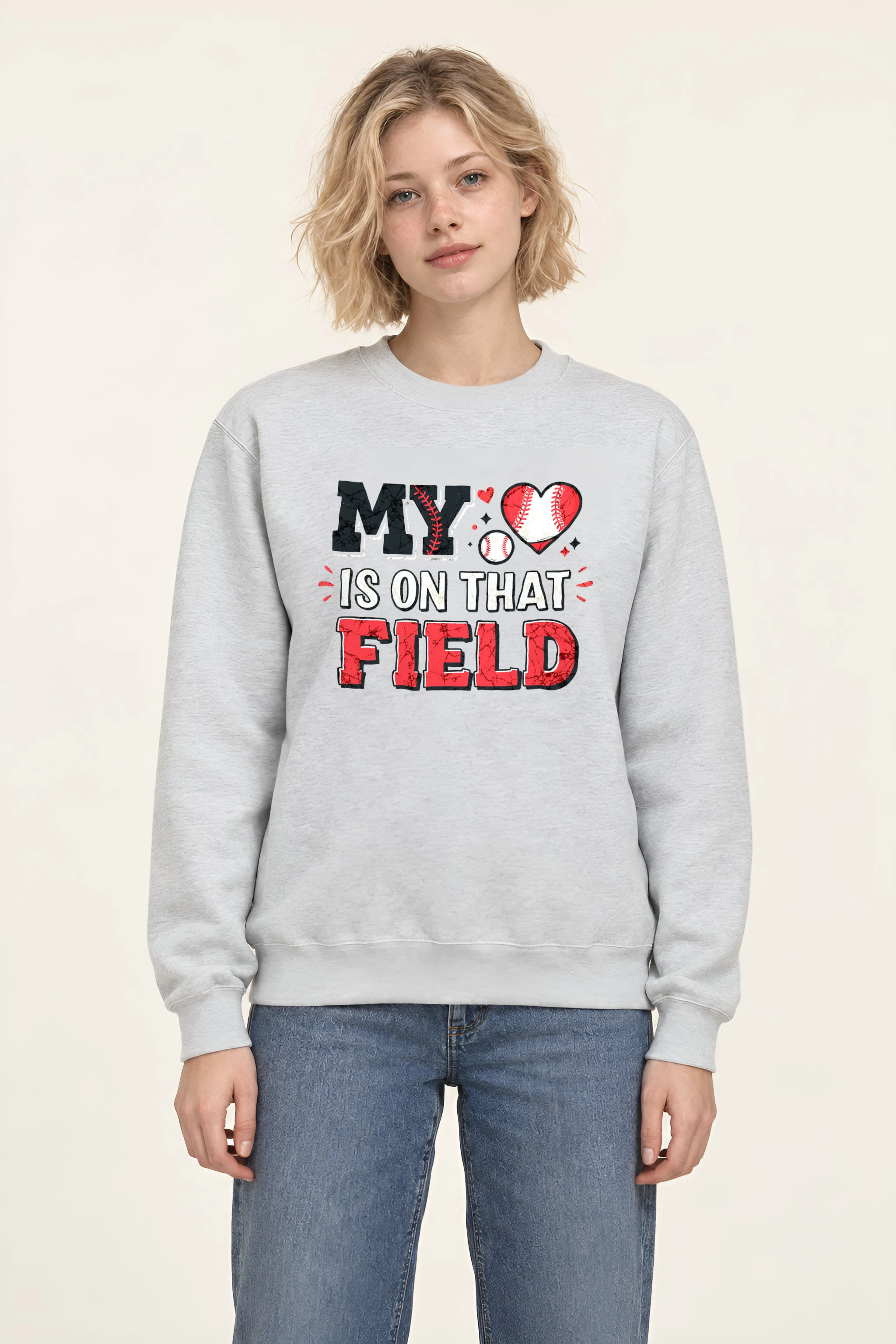 "Heart On The Field" Heavy Blend Unisex Crewneck Sweatshirt