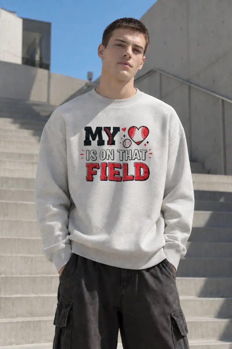 "Heart On The Field" Heavy Blend Unisex Crewneck Sweatshirt | Gildan 18000