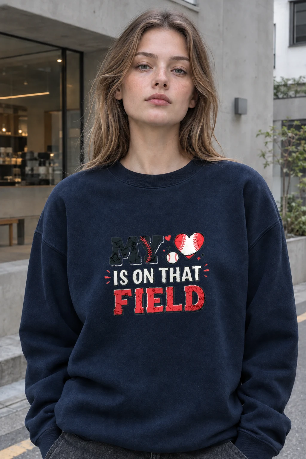 "Heart On The Field" Heavy Blend Unisex Crewneck Sweatshirt | Gildan 18000
