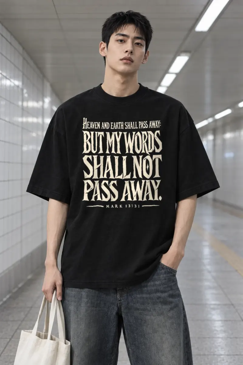 "Heaven and Earth Shall Pass Away" Men's Oversized Heavyweight Crewneck T-Shirt