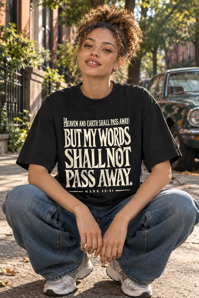 "Heaven and Earth Shall Pass Away" Unisex Oversized Heavyweight Crewneck T-Shirt