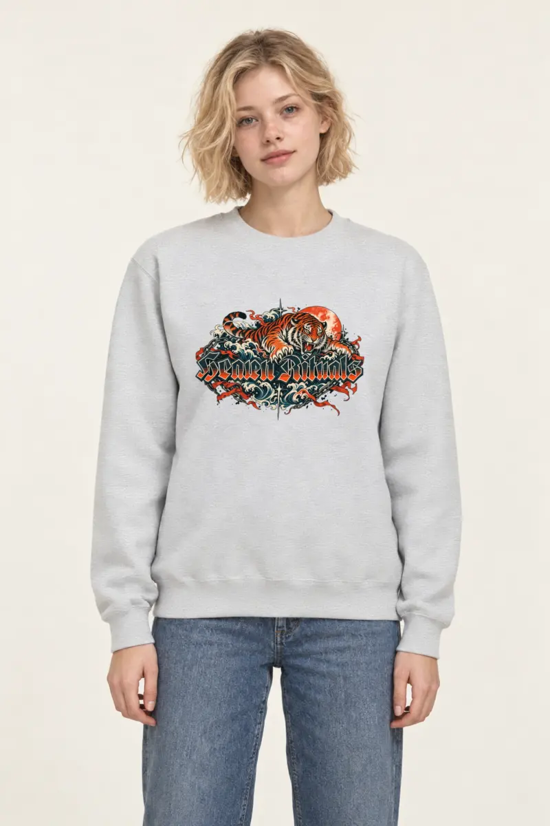 "Snarling Tiger Chain Script" 1 Crewneck Sweatshirt