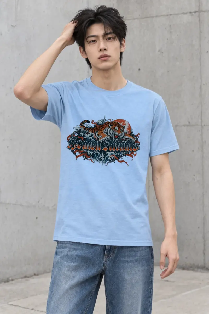 "Tiger Sun Wave Crew" Heavyweight Unisex Crewneck T-shirt