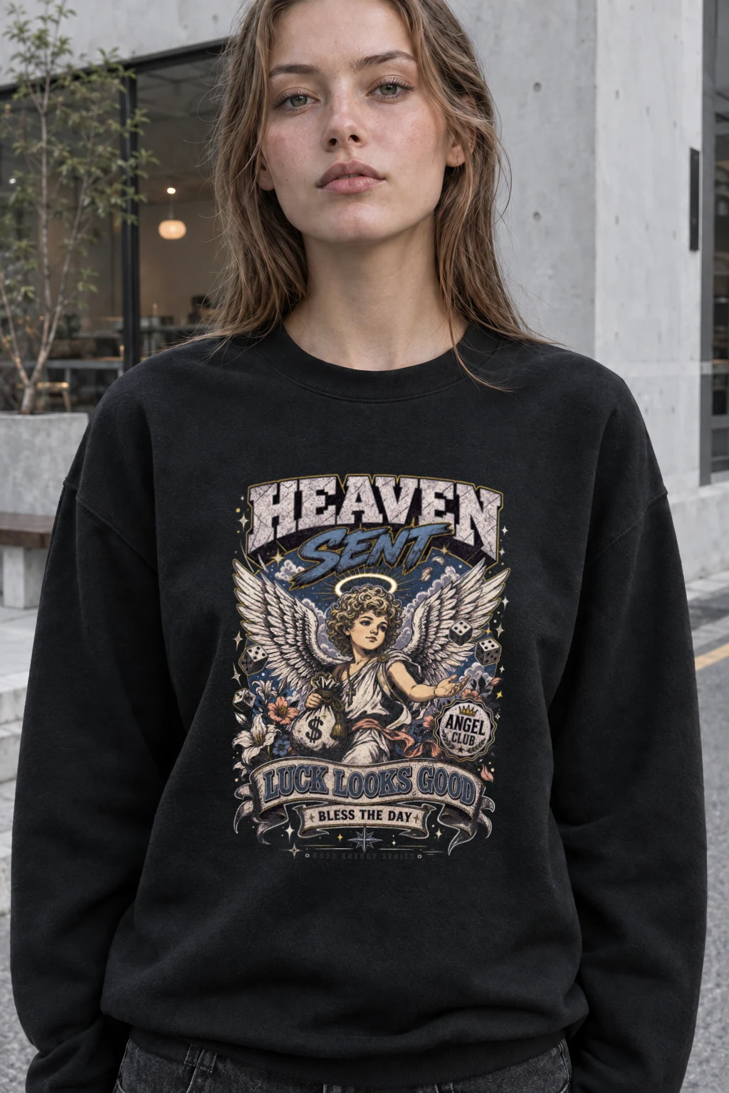 "Heaven Sent Angel" Heavy Blend Unisex Crewneck Sweatshirt | Gildan 18000
