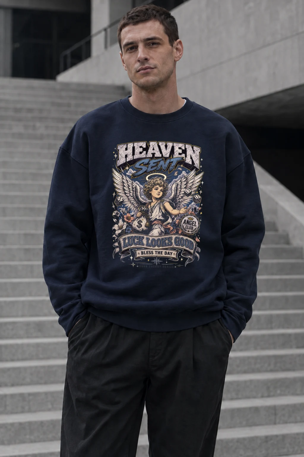 "Heaven Sent Angel" Unisex Sponge Fleece Crewneck Sweatshirt | Bella + Canvas 3901