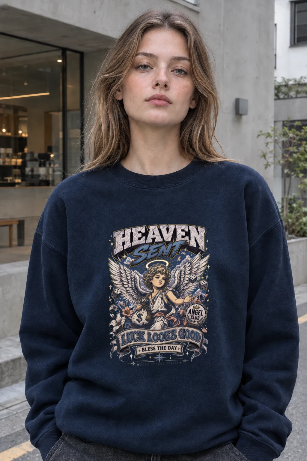 "Heaven Sent Angel" Unisex Sponge Fleece Crewneck Sweatshirt | Bella + Canvas 3901