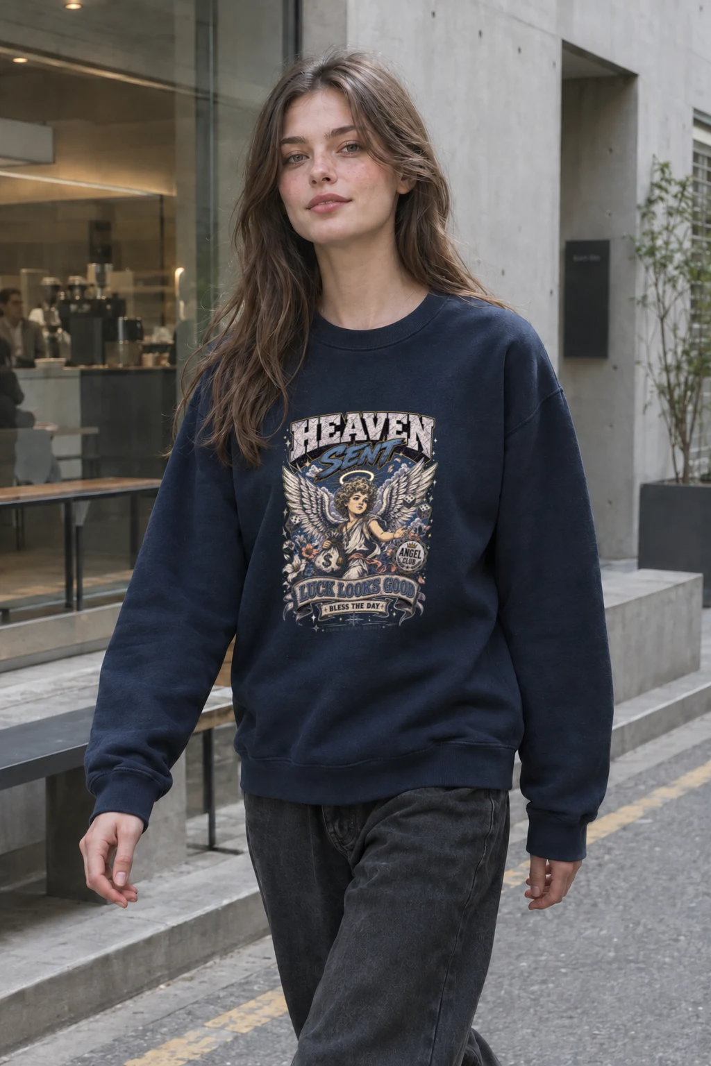 "Heaven Sent Angel" Unisex Sponge Fleece Crewneck Sweatshirt | Bella + Canvas 3901