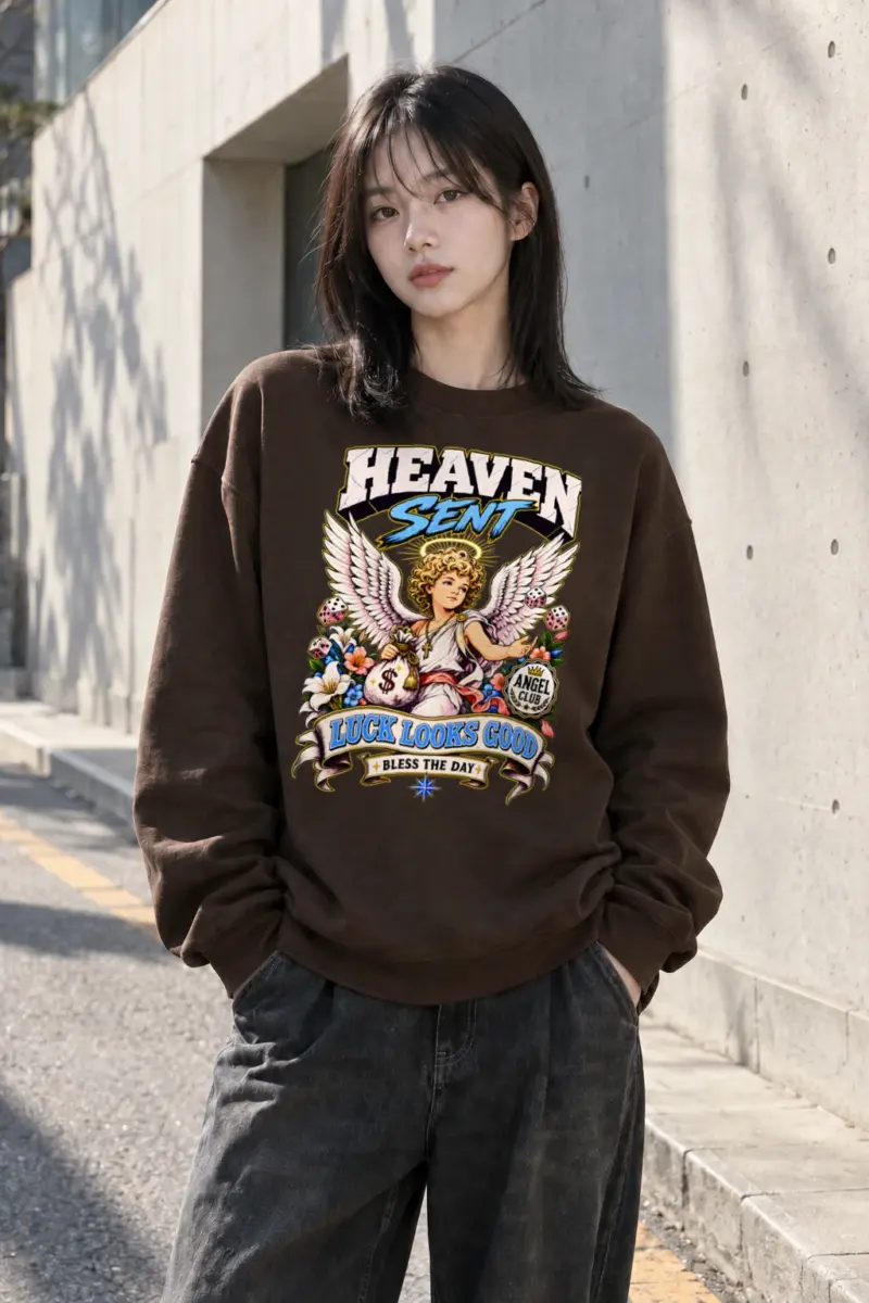 "Heaven Sent Luck" Heavy Blend Unisex Crewneck Sweatshirt | Gildan 18000