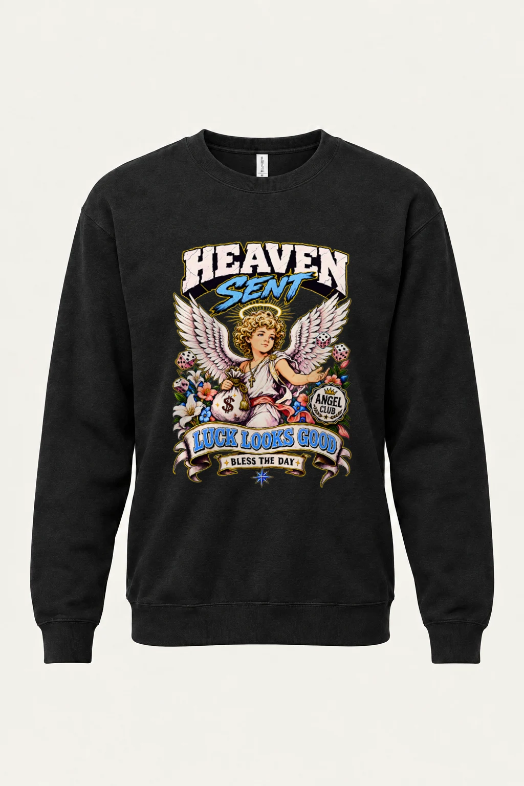 "Heaven Sent Luck" Heavy Blend Unisex Crewneck Sweatshirt | Gildan 18000