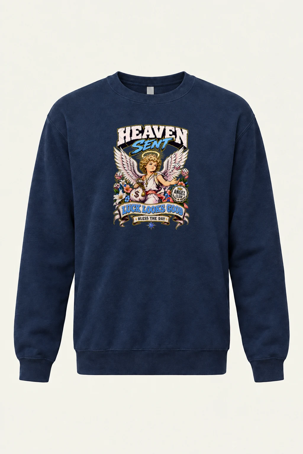 "Heaven Sent Luck" Heavy Blend Unisex Crewneck Sweatshirt | Gildan 18000