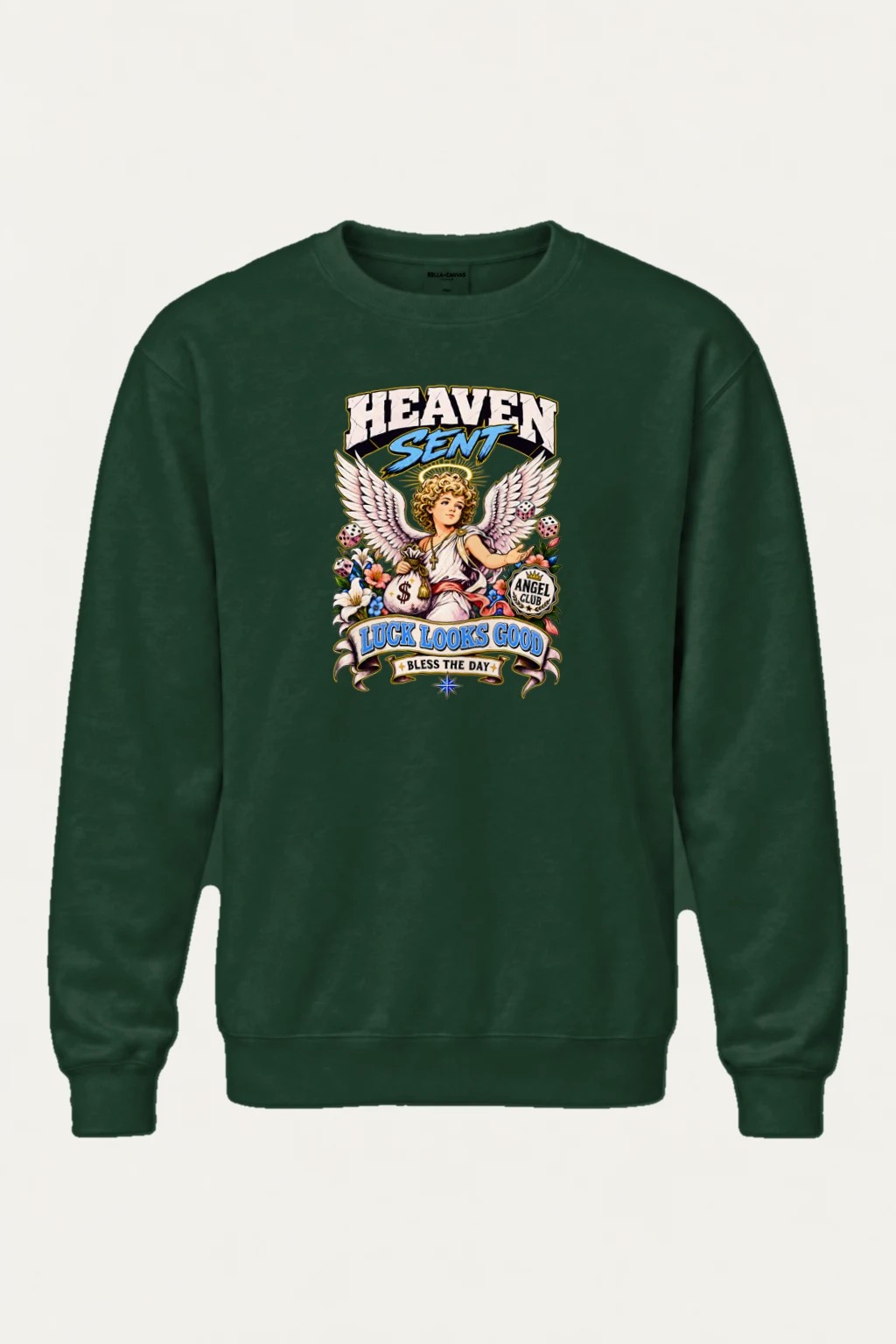 "Heaven Sent Luck" Heavy Blend Unisex Crewneck Sweatshirt | Gildan 18000
