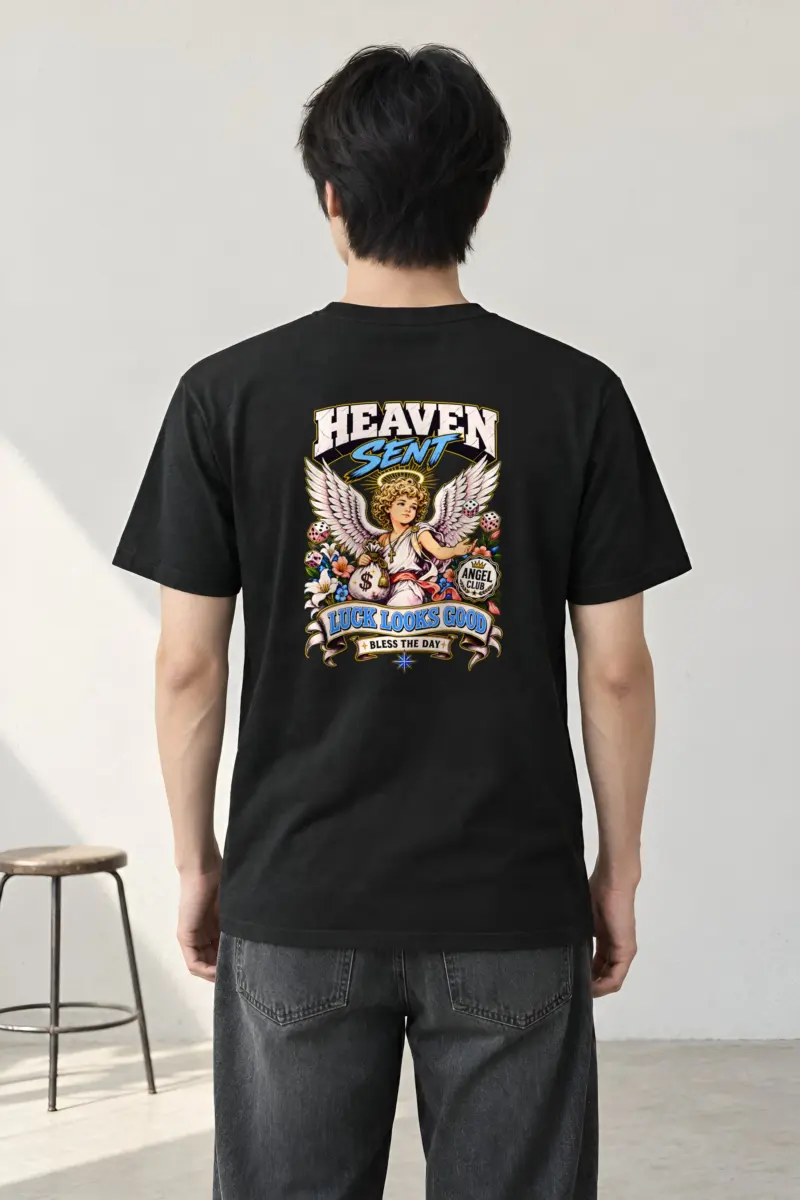 "Heaven Sent Luck" Heavyweight Unisex Crewneck T-shirt