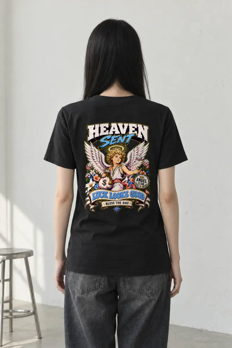 "Heaven Sent Luck" Heavyweight Unisex Crewneck T-shirt