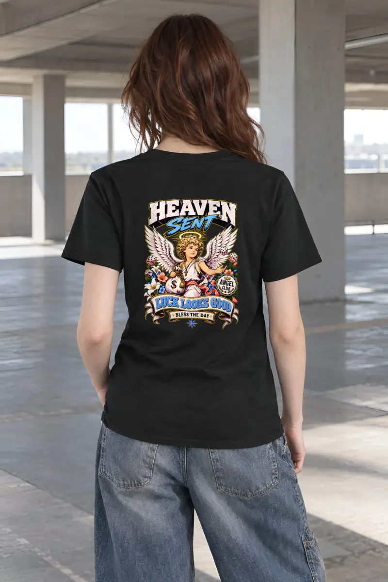 "Heaven Sent Luck" Heavyweight Unisex Crewneck T-shirt