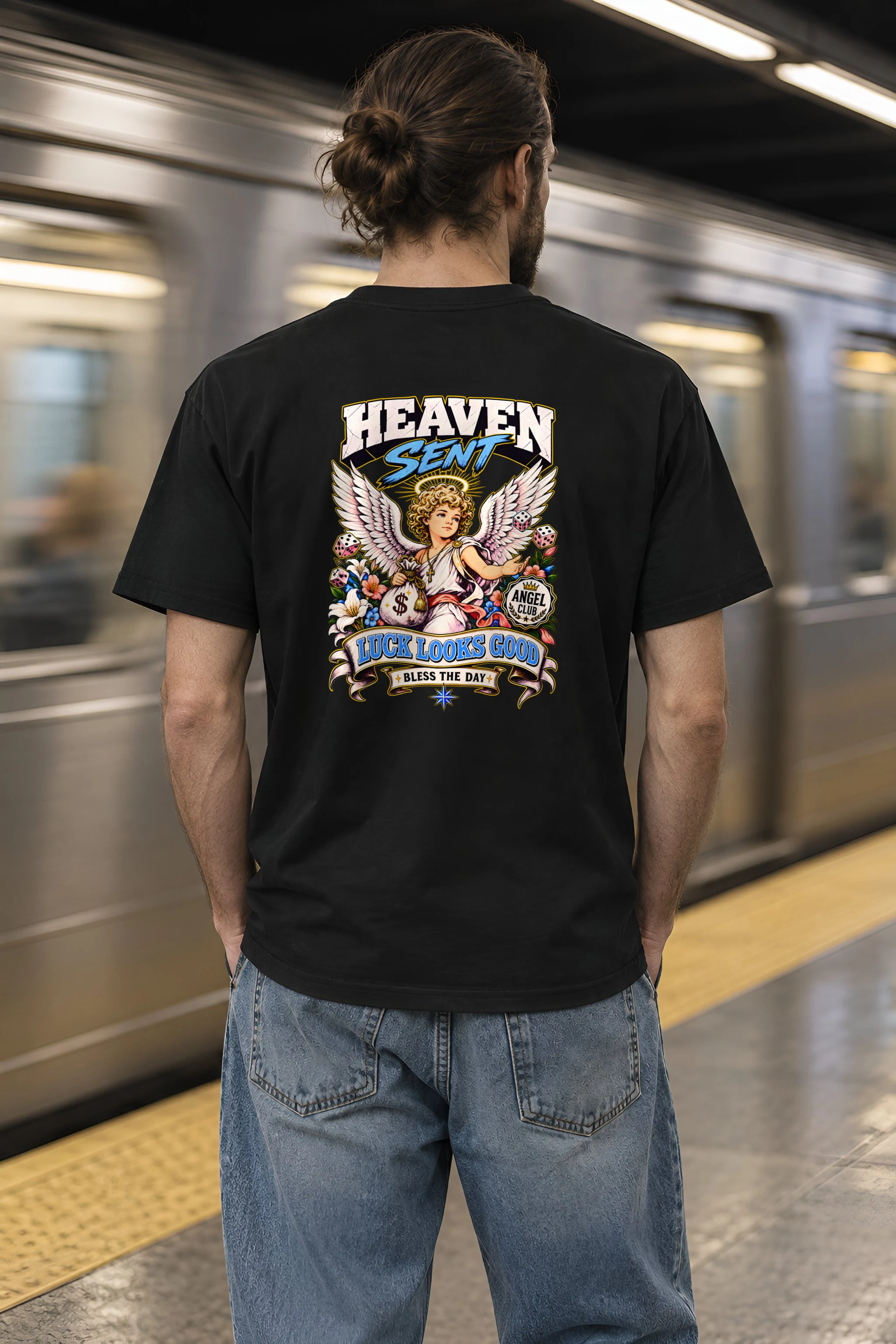"Heaven Sent Luck" Heavyweight Unisex Crewneck T-shirt