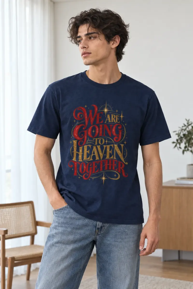 "Heaven Together" Heavyweight Unisex Crewneck T-shirt | Gildan 5000