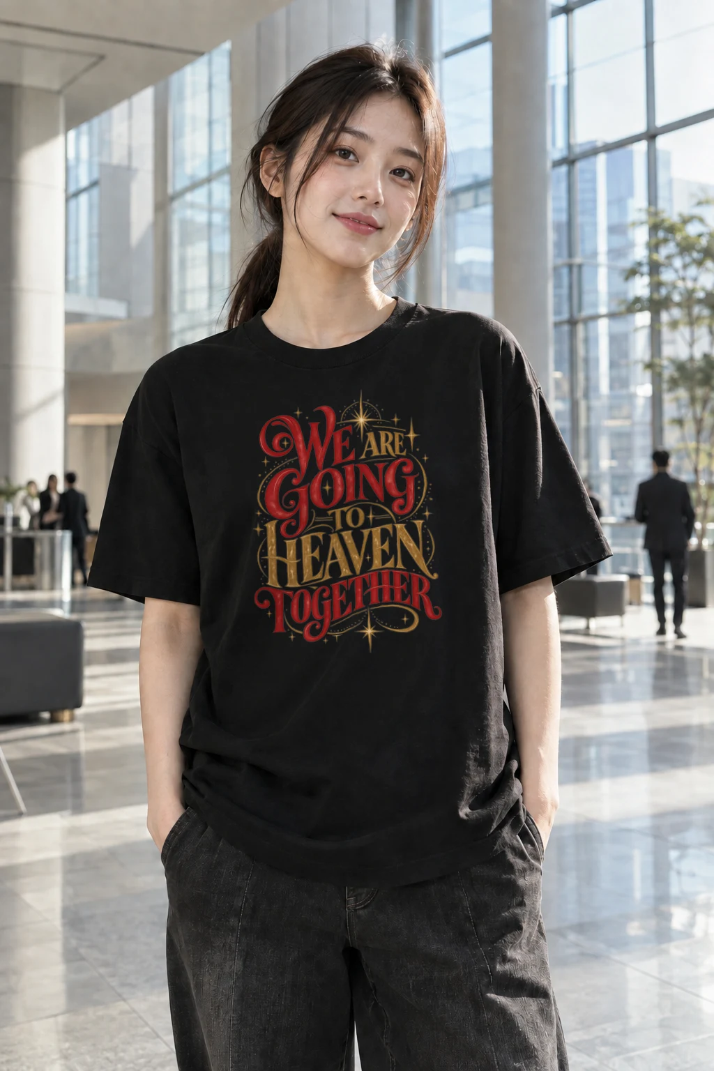 "Heaven Together" Heavyweight Unisex Crewneck T-shirt | Gildan 5000