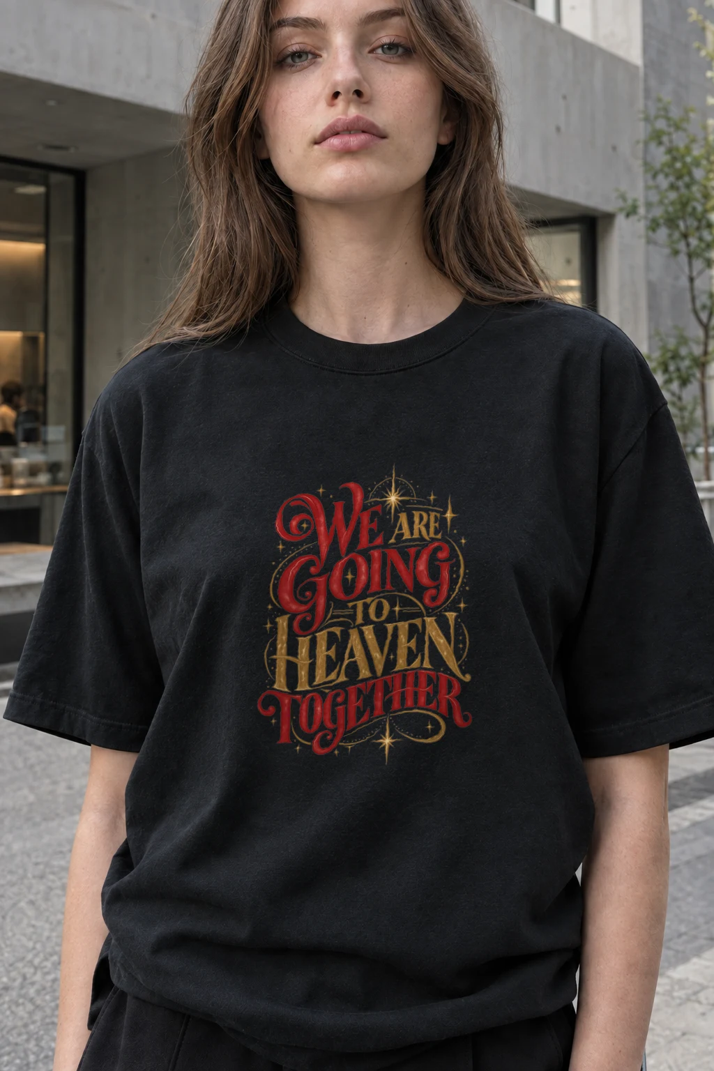 "Heaven Together" Heavyweight Unisex Crewneck T-shirt | Gildan 5000