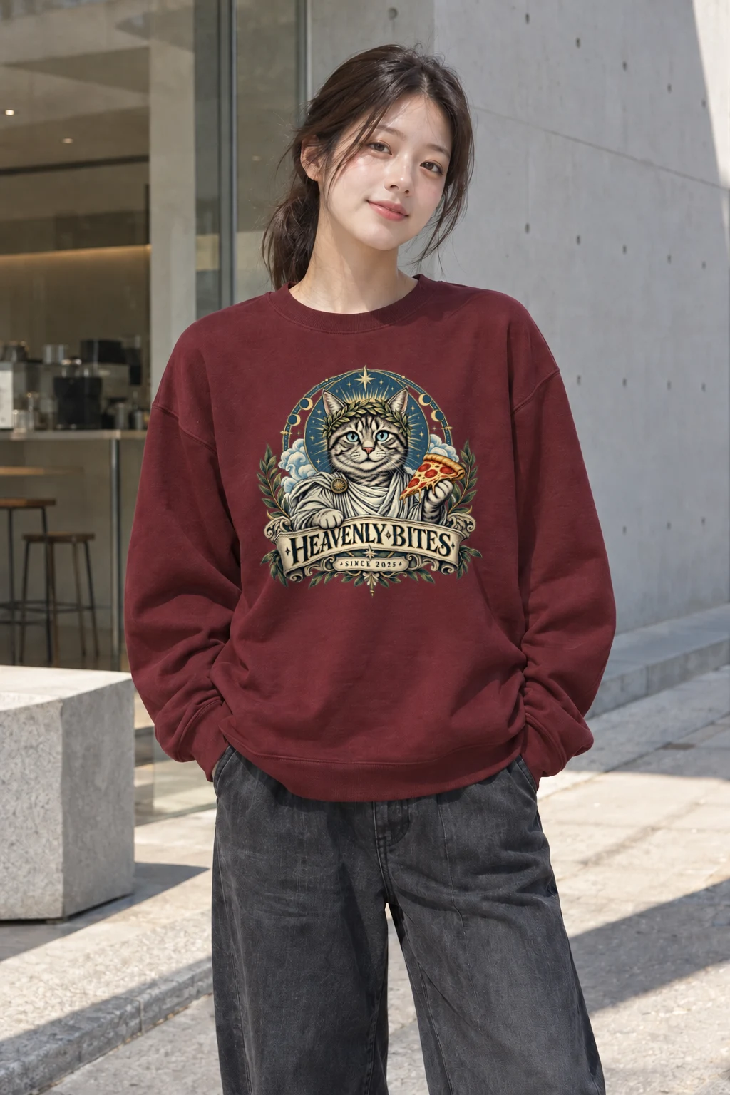 "Heavenly Bites Cat" Heavy Blend Unisex Crewneck Sweatshirt | Gildan 18000
